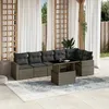 Image de Vidaxl Salon De Jardin Avec Coussins 7 Pcs Gris RÃ©sine TressÃ©e