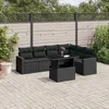 Image de Vidaxl Salon De Jardin 7 Pcs Avec Coussins Noir RÃ©sine TressÃ©e