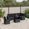 Image de Vidaxl Salon De Jardin 7 Pcs Avec Coussins Noir RÃ©sine TressÃ©e