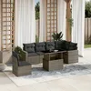 Image de Vidaxl Salon De Jardin Avec Coussins 7 Pcs Gris RÃ©sine TressÃ©e