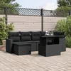 Image de Vidaxl Salon De Jardin 7 Pcs Avec Coussins Noir RÃ©sine TressÃ©e
