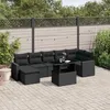 Image de Vidaxl Salon De Jardin 8 Pcs Avec Coussins Noir RÃ©sine TressÃ©e