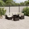Image de Vidaxl Salon De Jardin 8 Pcs Avec Coussins Marron RÃ©sine TressÃ©e