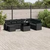 Image de Vidaxl Salon De Jardin 9 Pcs Avec Coussins Noir RÃ©sine TressÃ©e