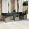 Image de Vidaxl Salon De Jardin 11 Pcs Avec Coussins Gris Clair RÃ©sine TressÃ©e