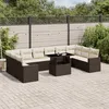 Image de Vidaxl Salon De Jardin Et Coussins 11 Pcs Marron RÃ©sine TressÃ©e