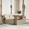 Image de Vidaxl Salon De Jardin Avec Coussins 5 Pcs Beige RÃ©sine TressÃ©e