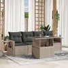 Image de Vidaxl Salon De Jardin 5 Pcs Avec Coussins Gris Clair RÃ©sine TressÃ©e