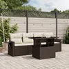 Image de Vidaxl Salon De Jardin Avec Coussins 5 Pcs Marron RÃ©sine TressÃ©e