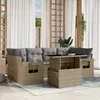 Image de Vidaxl Salon De Jardin Avec Coussins 7 Pcs Beige RÃ©sine TressÃ©e