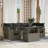 Image de Vidaxl Salon De Jardin Avec Coussins 7 Pcs Gris RÃ©sine TressÃ©e