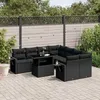 Image de Vidaxl Salon De Jardin 9 Pcs Avec Coussins Noir RÃ©sine TressÃ©e