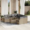 Image de Vidaxl Salon De Jardin Avec Coussins 9 Pcs Beige RÃ©sine TressÃ©e