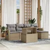 Image de Vidaxl Salon De Jardin Avec Coussins 6 Pcs Beige RÃ©sine TressÃ©e