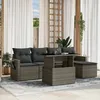 Image de Vidaxl Salon De Jardin 6 Pcs Avec Coussins Gris RÃ©sine TressÃ©e