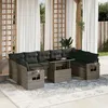 Image de Vidaxl Salon De Jardin Avec Coussins 10 Pcs Gris RÃ©sine TressÃ©e