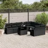 Image de Vidaxl Salon De Jardin 10 Pcs Avec Coussins Noir RÃ©sine TressÃ©e