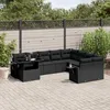 Image de Vidaxl Salon De Jardin 10 Pcs Avec Coussins Noir RÃ©sine TressÃ©e