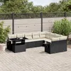 Image de Vidaxl Salon De Jardin 10 Pcs Avec Coussins Noir RÃ©sine TressÃ©e