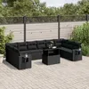 Image de Vidaxl Salon De Jardin 11 Pcs Avec Coussins Noir RÃ©sine TressÃ©e