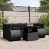 Image de Vidaxl Salon De Jardin 7 Pcs Avec Coussins Noir RÃ©sine TressÃ©e