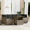 Image de Vidaxl Salon De Jardin Avec Coussins 7 Pcs Gris RÃ©sine TressÃ©e