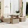Image de Vidaxl Salon De Jardin Avec Coussins 6 Pcs Beige RÃ©sine TressÃ©e