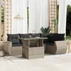 Image de Vidaxl Salon De Jardin 6 Pcs Avec Coussins Gris Clair RÃ©sine TressÃ©e