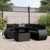 Image de Vidaxl Salon De Jardin 6 Pcs Avec Coussins Noir RÃ©sine TressÃ©e