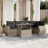 Image de Vidaxl Salon De Jardin Avec Coussins 7 Pcs Gris Clair RÃ©sine TressÃ©e