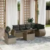 Image de Vidaxl Salon De Jardin Avec Coussins 7 Pcs Gris RÃ©sine TressÃ©e