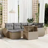 Image de Vidaxl Salon De Jardin Avec Coussins 7 Pcs Beige RÃ©sine TressÃ©e