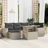 Image de Vidaxl Salon De Jardin Avec Coussins 7 Pcs Gris Clair RÃ©sine TressÃ©e