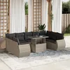 Image de Vidaxl Salon De Jardin Avec Coussins 10 Pcs Gris Clair RÃ©sine TressÃ©e