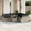 Image de Vidaxl Salon De Jardin Avec Coussins 10 Pcs Gris Clair RÃ©sine TressÃ©e
