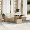 Image de Vidaxl Salon De Jardin Avec Coussins 6 Pcs Beige RÃ©sine TressÃ©e