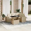 Image de Vidaxl Salon De Jardin Avec Coussins 5 Pcs Beige RÃ©sine TressÃ©e