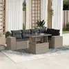 Image de Vidaxl Salon De Jardin 6 Pcs Avec Coussins Gris Clair RÃ©sine TressÃ©e