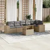 Image de Vidaxl Salon De Jardin Avec Coussins 7 Pcs Beige RÃ©sine TressÃ©e