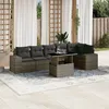 Image de Vidaxl Salon De Jardin Avec Coussins 7 Pcs Gris RÃ©sine TressÃ©e