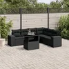 Image de Vidaxl Salon De Jardin 7 Pcs Avec Coussins Noir RÃ©sine TressÃ©e