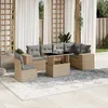 Image de Vidaxl Salon De Jardin Avec Coussins 7 Pcs Beige RÃ©sine TressÃ©e