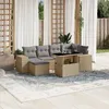 Image de Vidaxl Salon De Jardin Avec Coussins 7 Pcs Beige RÃ©sine TressÃ©e