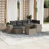 Image de Vidaxl Salon De Jardin Avec Coussins 7 Pcs Gris Clair RÃ©sine TressÃ©e