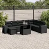 Image de Vidaxl Salon De Jardin 9 Pcs Avec Coussins Noir RÃ©sine TressÃ©e