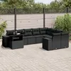 Image de Vidaxl Salon De Jardin 10 Pcs Avec Coussins Noir RÃ©sine TressÃ©e