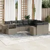 Image de Vidaxl Salon De Jardin Avec Coussins 10 Pcs Gris Clair RÃ©sine TressÃ©e