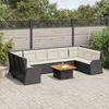 Image de Vidaxl Salon De Jardin 7 Pcs Avec Coussins Noir RÃ©sine TressÃ©e