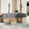 Image de Vidaxl Salon De Jardin Avec Coussins 5 Pcs Beige RÃ©sine TressÃ©e