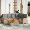Image de Vidaxl Salon De Jardin Avec Coussins 5 Pcs Beige RÃ©sine TressÃ©e
